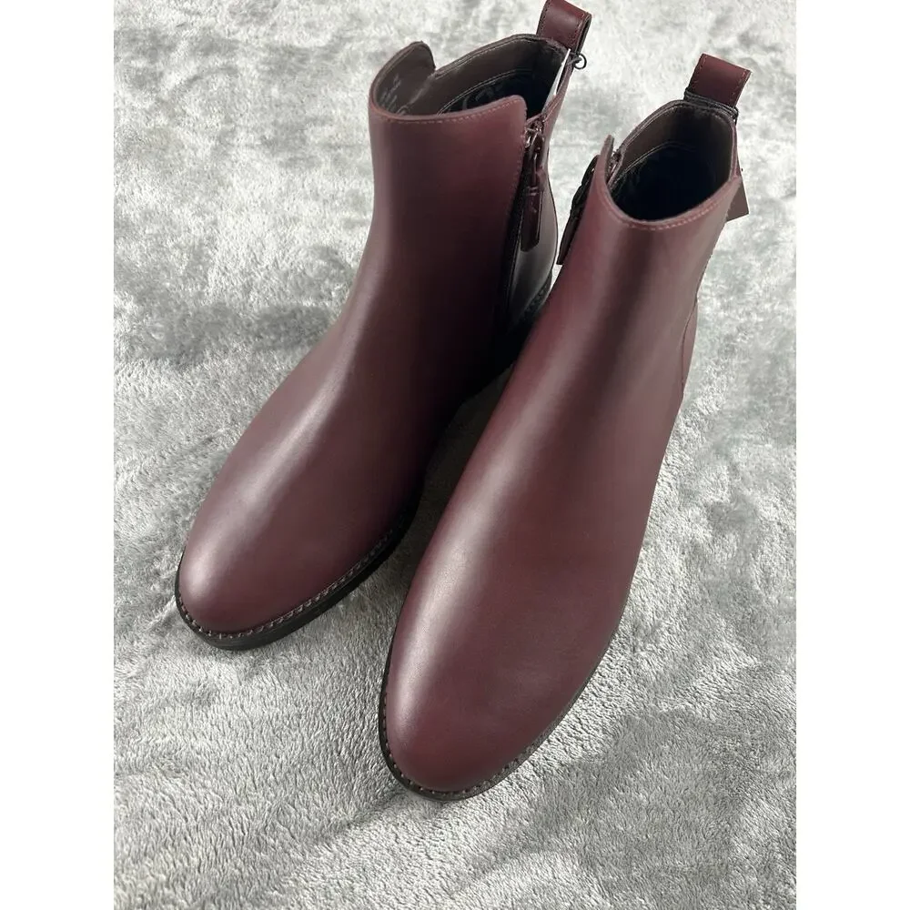 Cole Haan River Chelsea Waterproof Burgundy Leather Ankle Boot Size 9 Never Worn